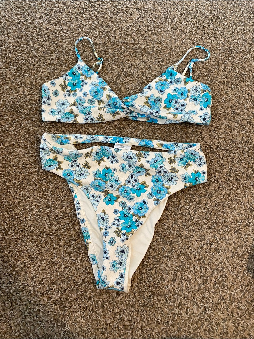 Blue Floral Bikini Two-Piece Set